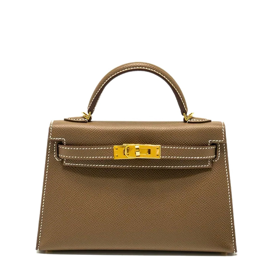 Hermès Mini Kelly Bag in Etoupe Epsom Leather with Gold Hardware - Gemaee  UAE