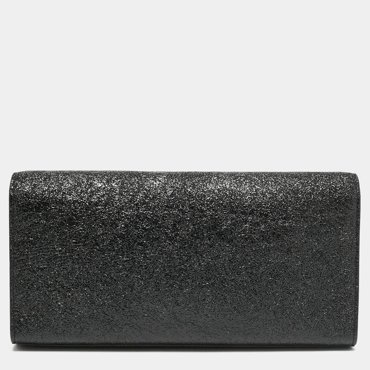 Saint Laurent Cassandre Tassel Clutch in Black Ceramic Effect Leather