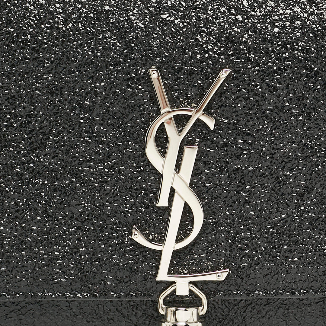Saint Laurent Cassandre Tassel Clutch in Black Ceramic Effect Leather