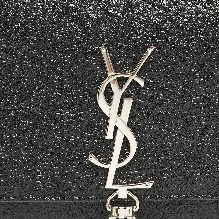 Saint Laurent Cassandre Tassel Clutch in Black Ceramic Effect Leather