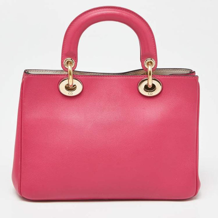 Dior Diorissimo Medium Tote Bag in Fuchsia Leather with Gold-Tone Hardware