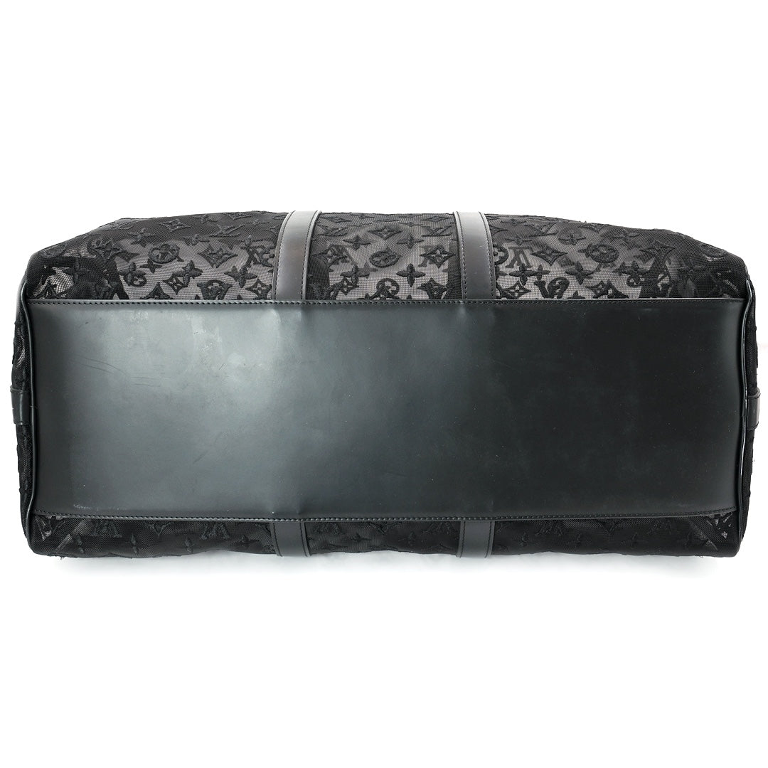 Louis Vuitton Keepall Bandoulière 50 in Black Monogram Mesh with Black Hardware  Travel Duffle Bag