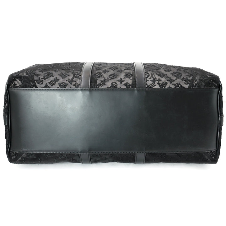 Louis Vuitton Keepall Bandoulière 50 in Black Monogram Mesh with Black Hardware  Travel Duffle Bag