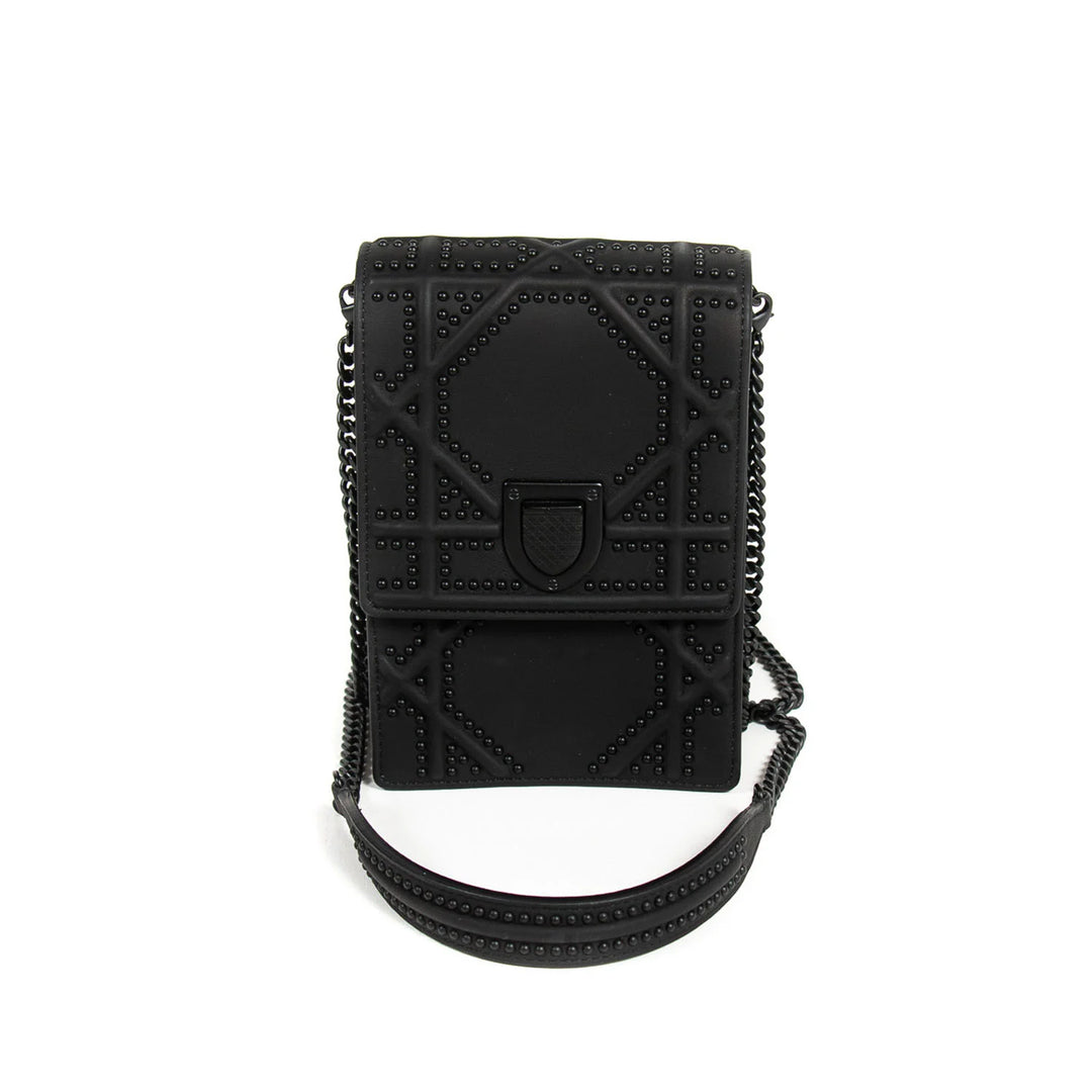Dior Diorama Black Studded Leather Shoulder Crossbody Bag