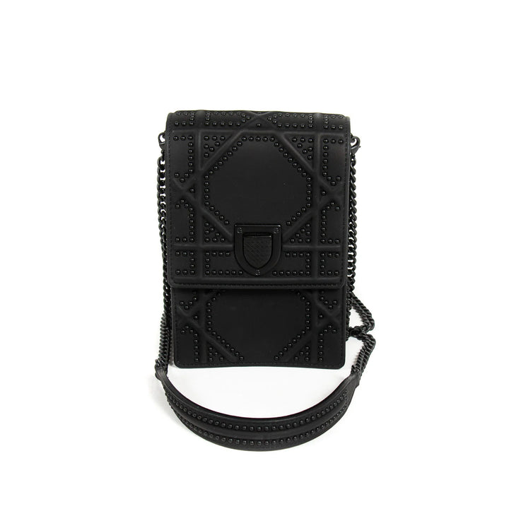 Dior Diorama Black Studded Leather Shoulder Crossbody Bag