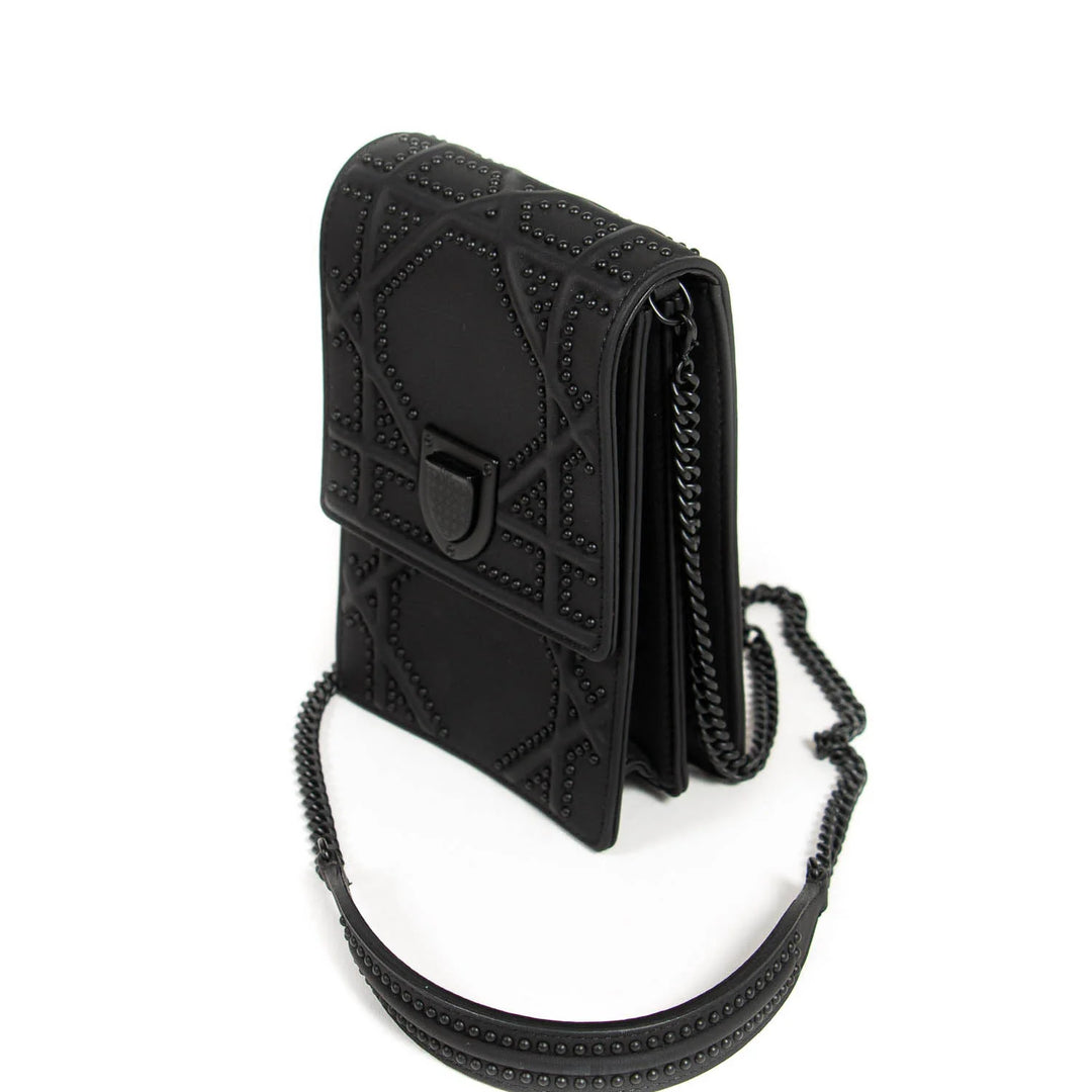 Dior Diorama Black Studded Leather Shoulder Crossbody Bag
