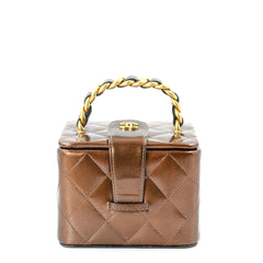 Chanel Mini Vanity Case in Bronze Patent Leather with Gold Tone Hardware