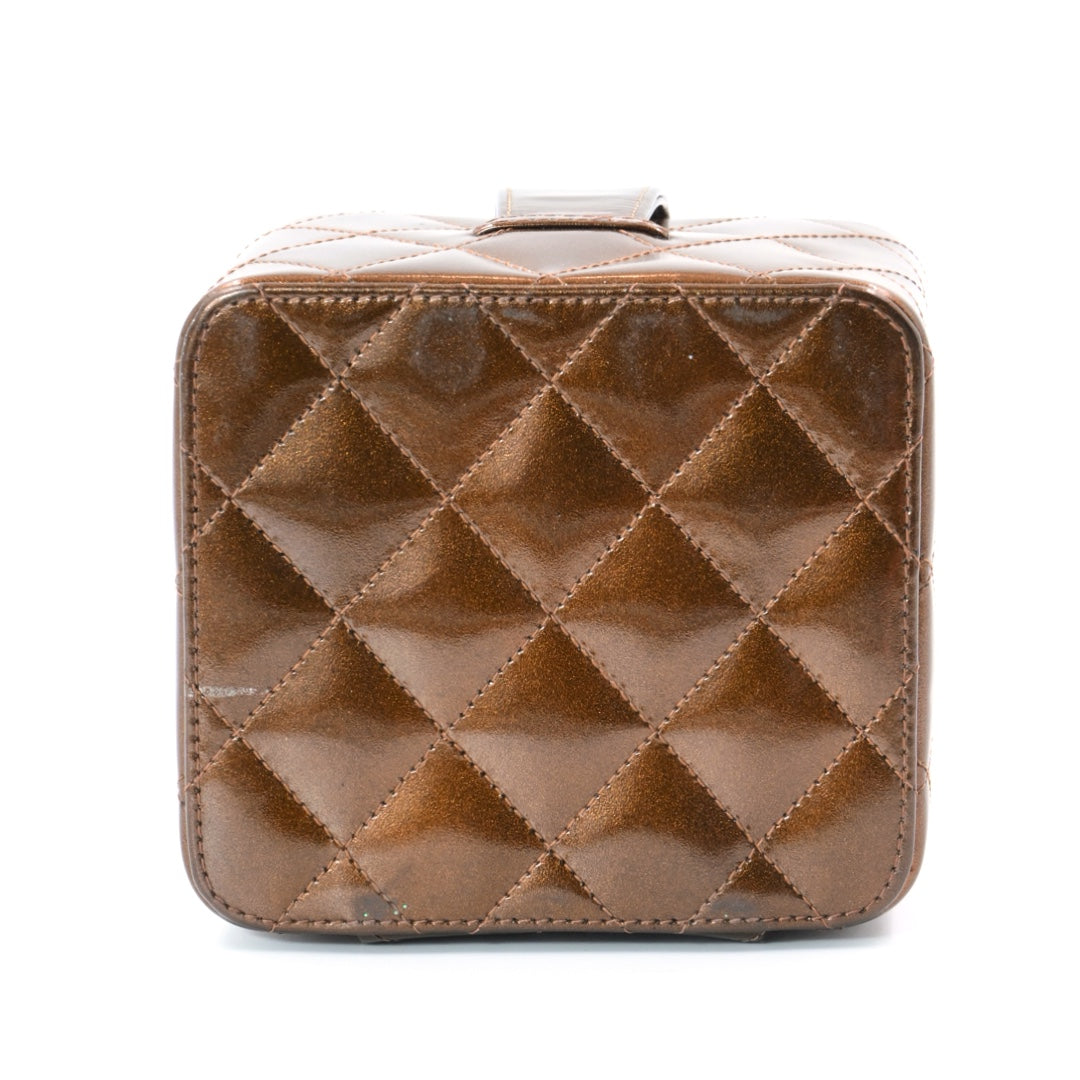 Chanel Mini Vanity Case in Bronze Patent Leather with Gold Tone Hardware