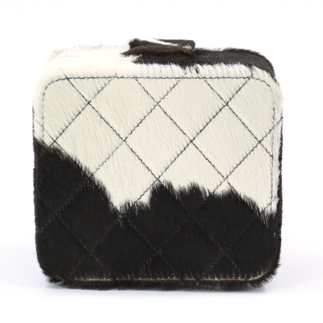 Chanel Mini Vanity Case in Brown and White Pony Hair with Gold-Tone Hardware