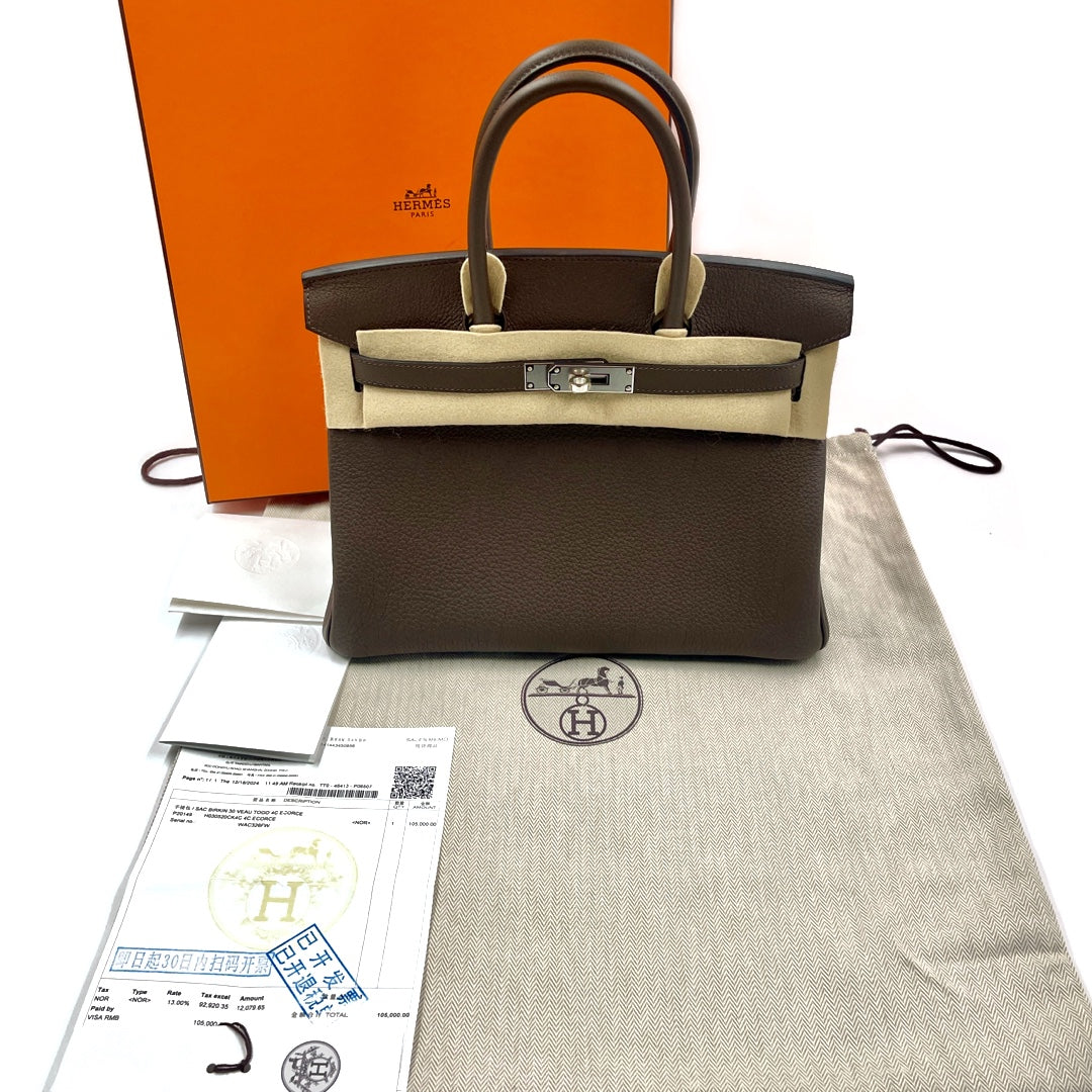 Hermès Birkin 30 Écorce Togo leather with Palladium hardware Bag