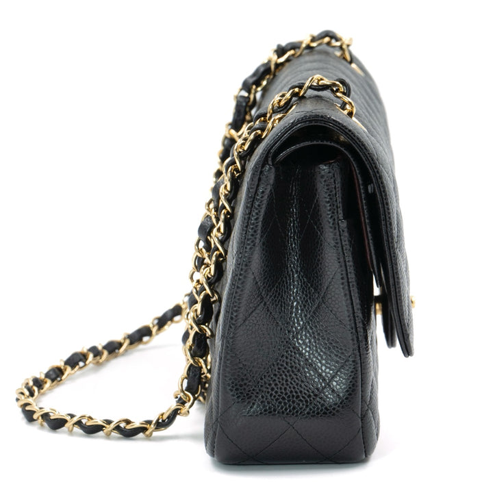 Chanel Medium Classic Double Flap Bag in Black Caviar Leather with Gold Hardware