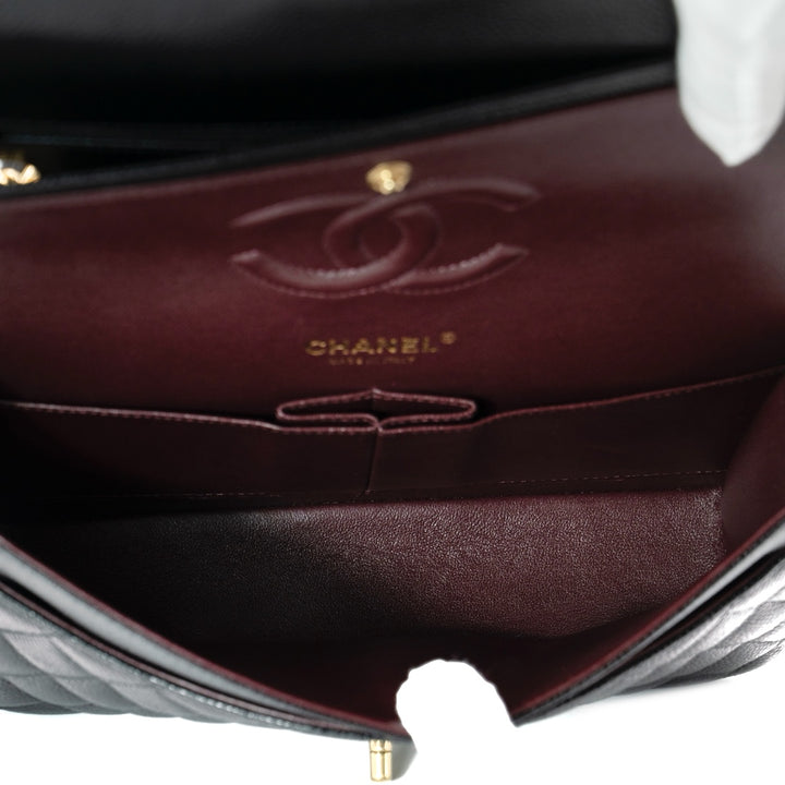Chanel Medium Classic Double Flap Bag in Black Caviar Leather with Gold Hardware