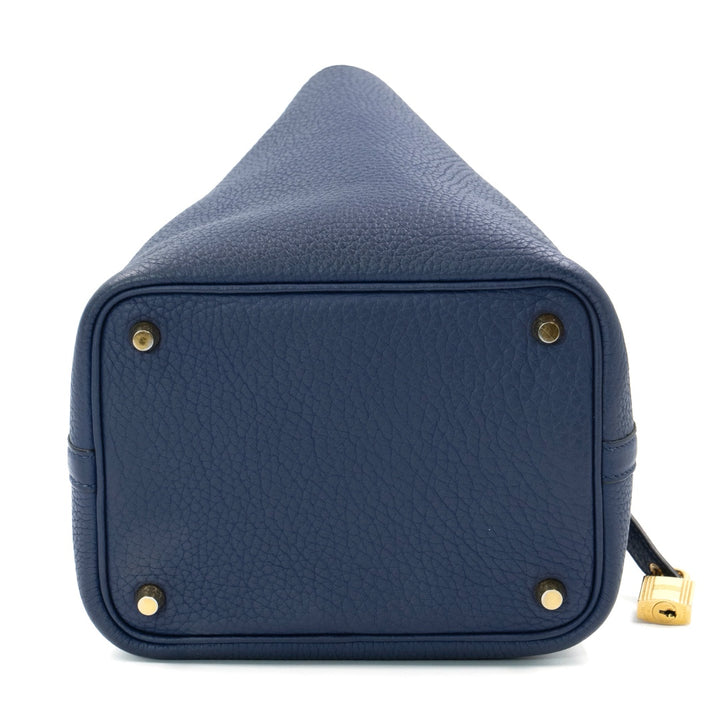 Hermès Picotin Lock 18 Clemence Leather Bag in Bleu Saphir with Gold Hardware - Gemaee  UAE