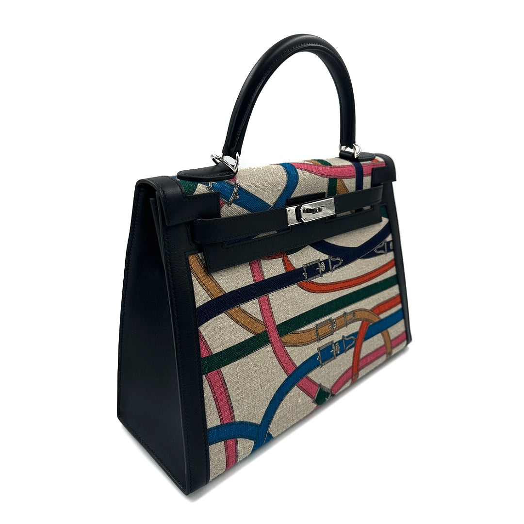Hermès Kelly Sellier 32 Toile de Camp Cavalcadour PHW, limited edition Bag