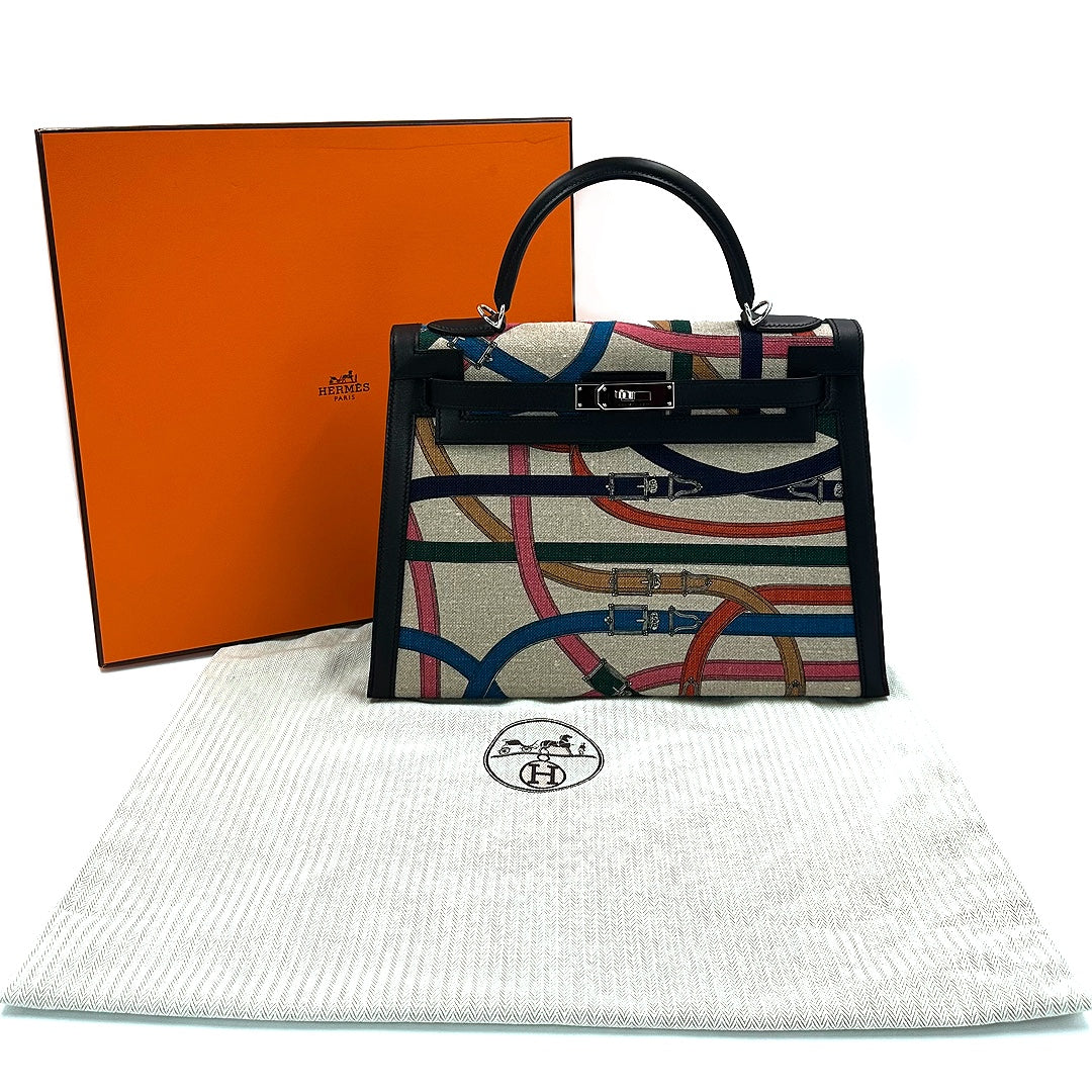 Hermès Kelly Sellier 32 Toile de Camp Cavalcadour PHW, limited edition Bag
