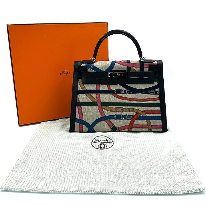 Hermès Kelly Sellier 32 Toile de Camp Cavalcadour PHW, limited edition Bag
