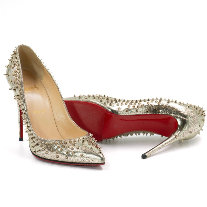 Christian Louboutin Gold Texture Leather Escarpic Pumps