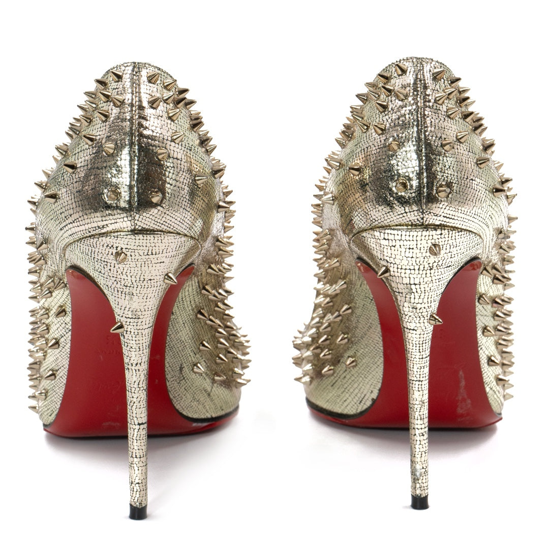 Christian Louboutin Gold Texture Leather Escarpic Pumps
