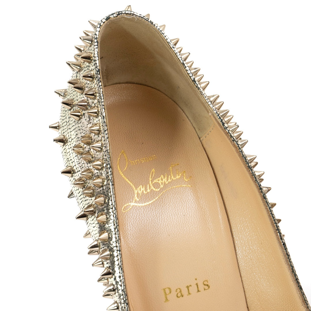Christian Louboutin Gold Texture Leather Escarpic Pumps
