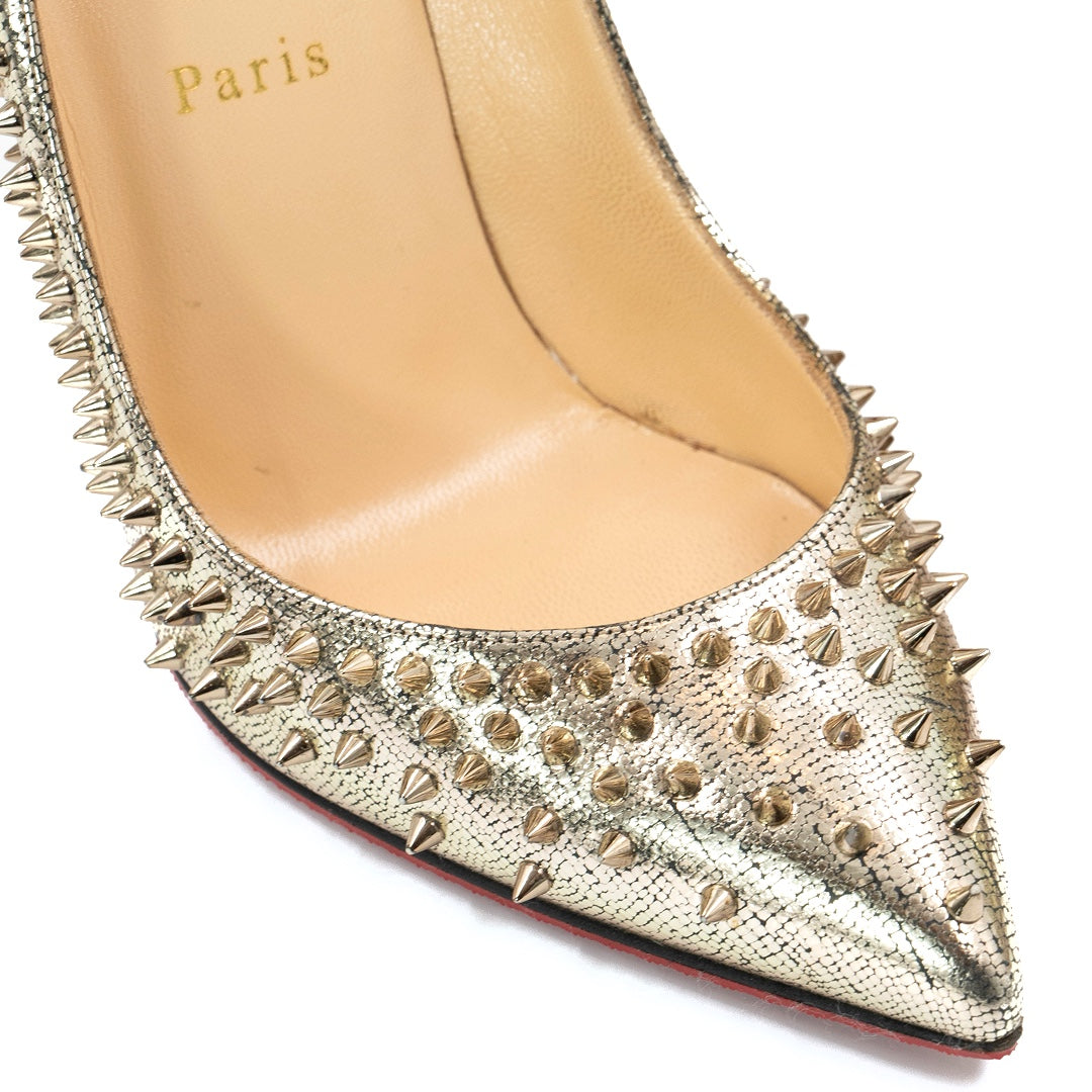 Christian Louboutin Gold Texture Leather Escarpic Pumps