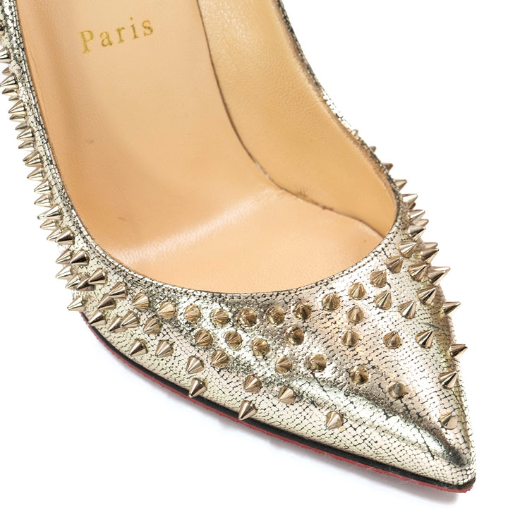 Christian Louboutin Gold Texture Leather Escarpic Pumps
