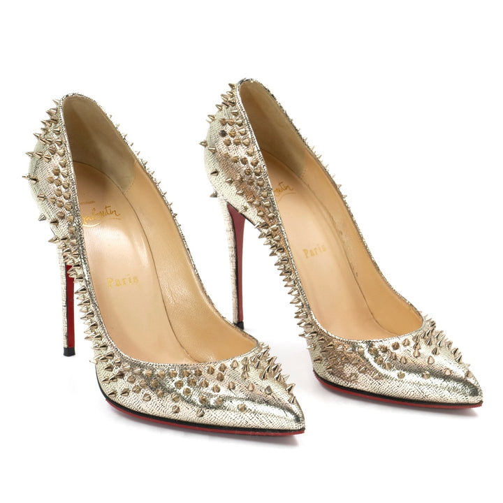 Christian Louboutin Gold Texture Leather Escarpic Pumps