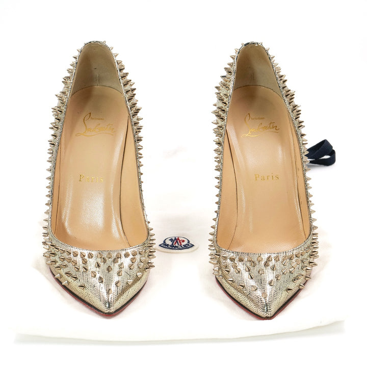 Christian Louboutin Gold Texture Leather Escarpic Pumps