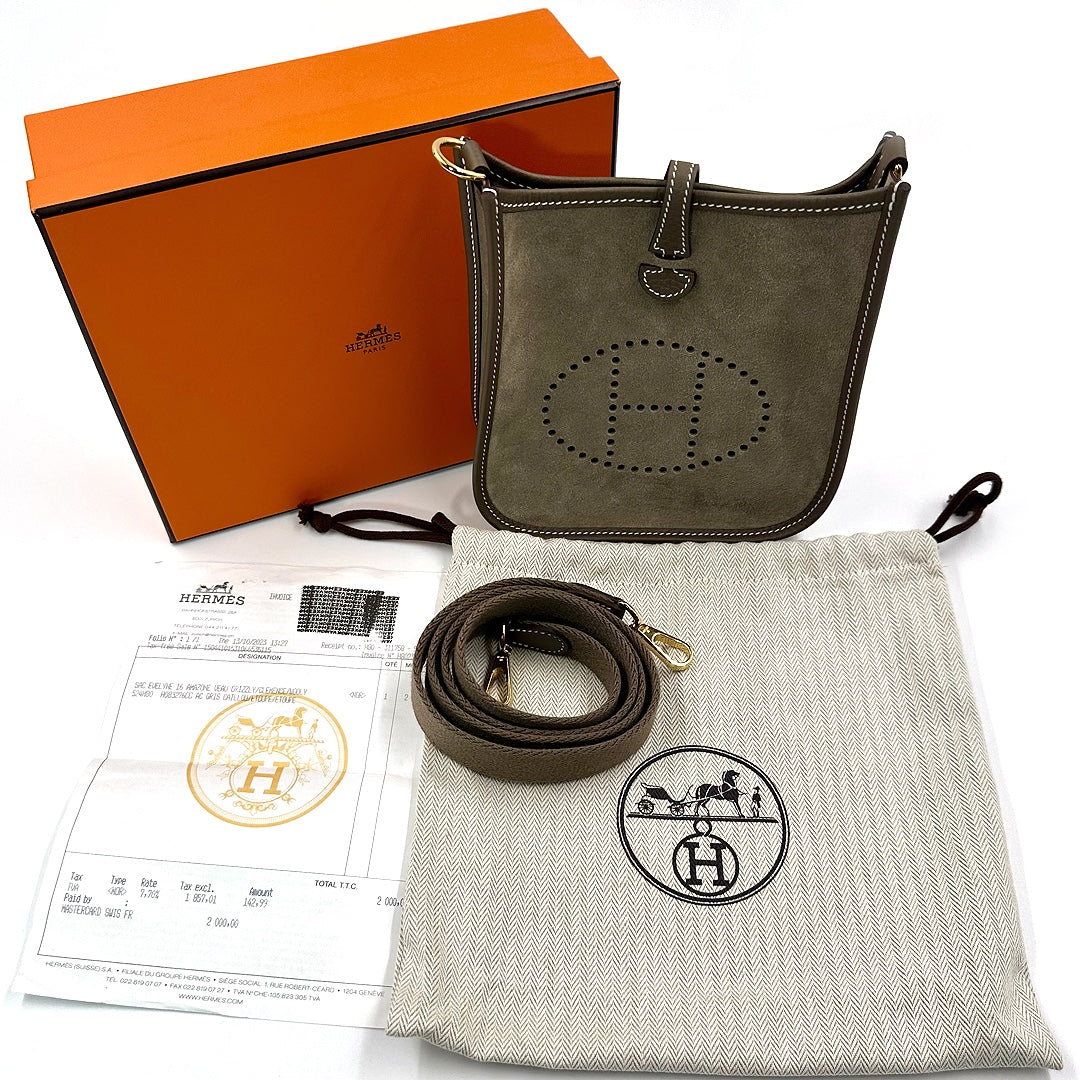 Hermès Evelyne 16 Amazone VEAU Grizzly Clemence Wooly AC GRIS CAILLOU ETOUPE Bag