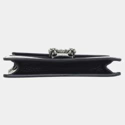 Gucci Dionysus Mini Shoulder Bag in Black Textured Leather with Crystal Embellished Tiger Head Closure