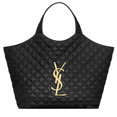 Saint Laurent Icare Tote in Quilted Lambskin Leather with Gold Hardware