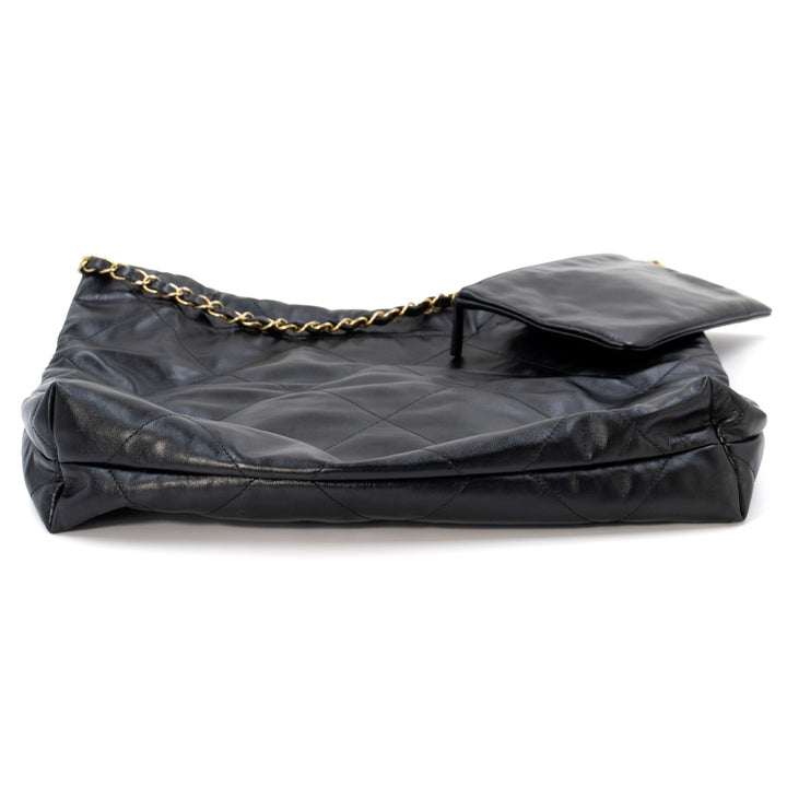 Chanel 22 Medium Handbag in Black Color with Shiny Calfskin & Gold-Tone Hardware