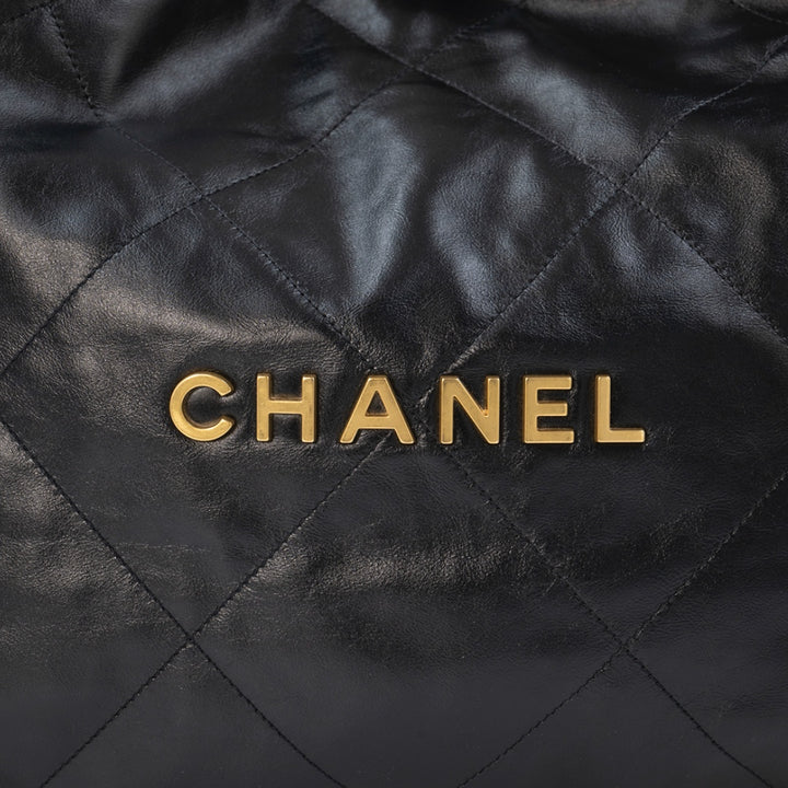 Chanel 22 Medium Handbag in Black Color with Shiny Calfskin & Gold-Tone Hardware