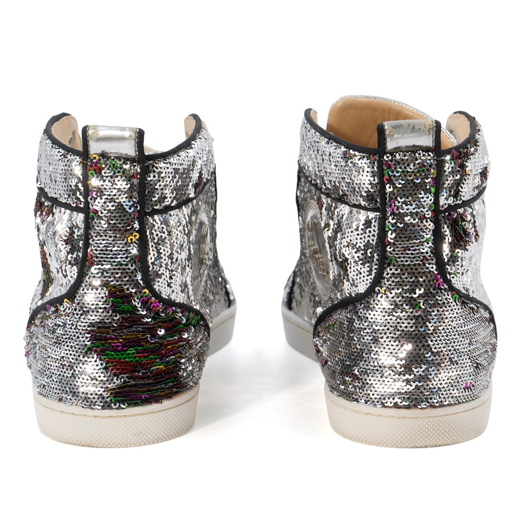 Christian Louboutin Silver Multicolor Sequins Bip Bip Orlato Sneakers