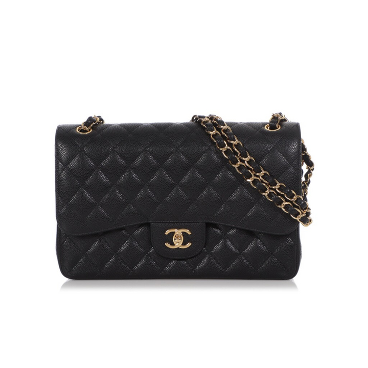Chanel Jumbo Classic Double Flap Bag Black Caviar Gold Hardware - Gemaee  UAE