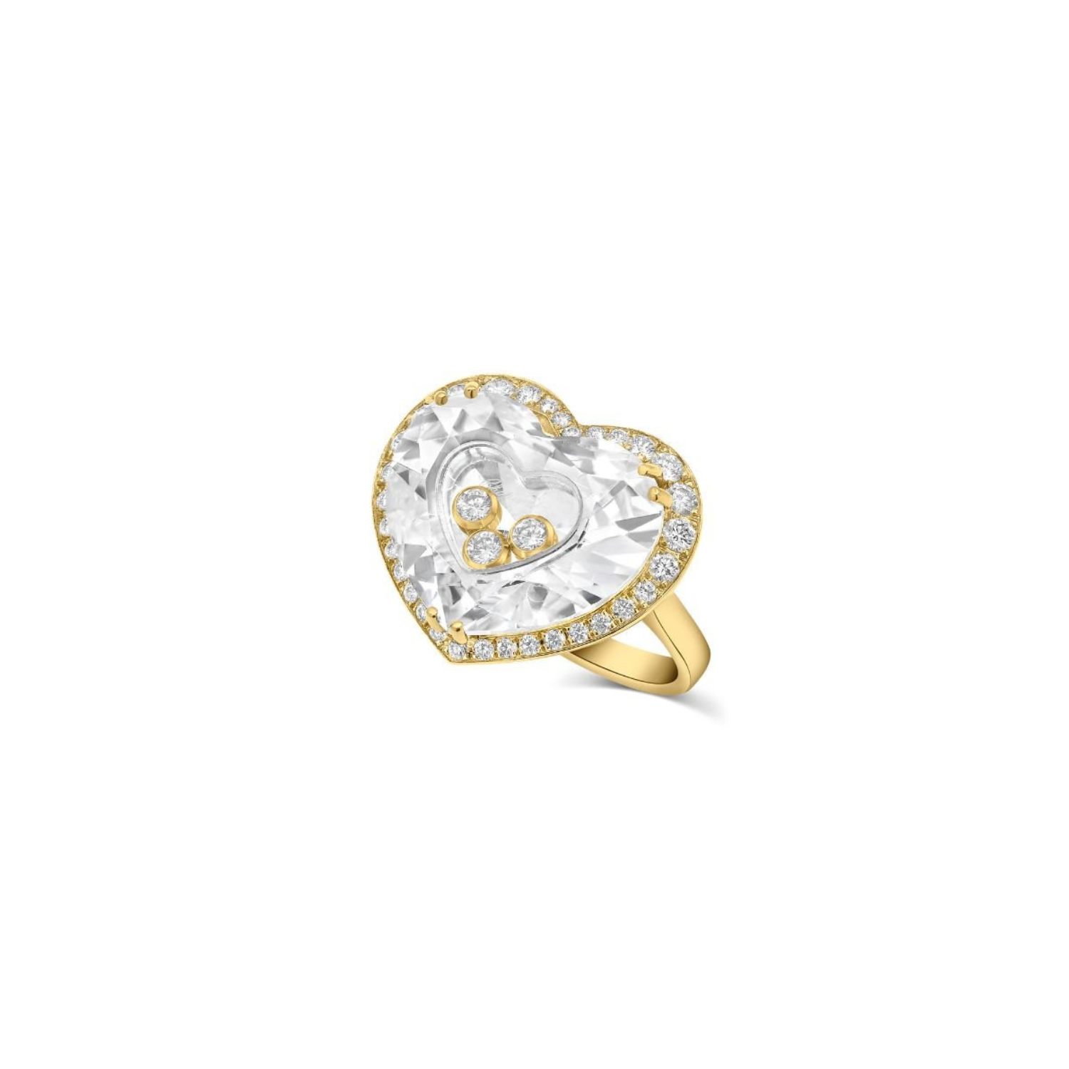 Chopard Happy Crystal Heart Floating Diamonds Ring | Gemaee UAE