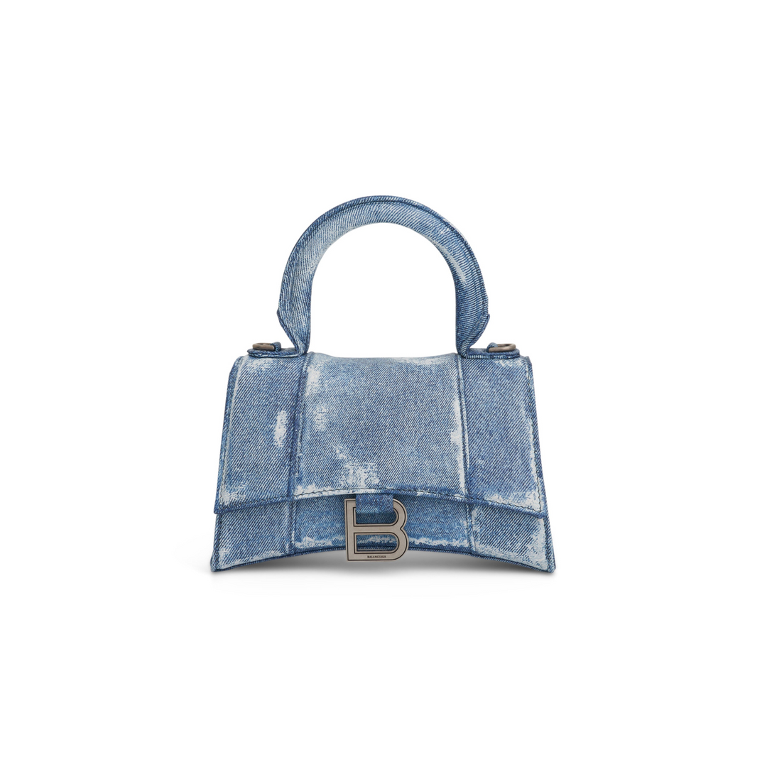 Balenciaga Hourglass Handbag in Denim Printed in Blue Gemaee UAE