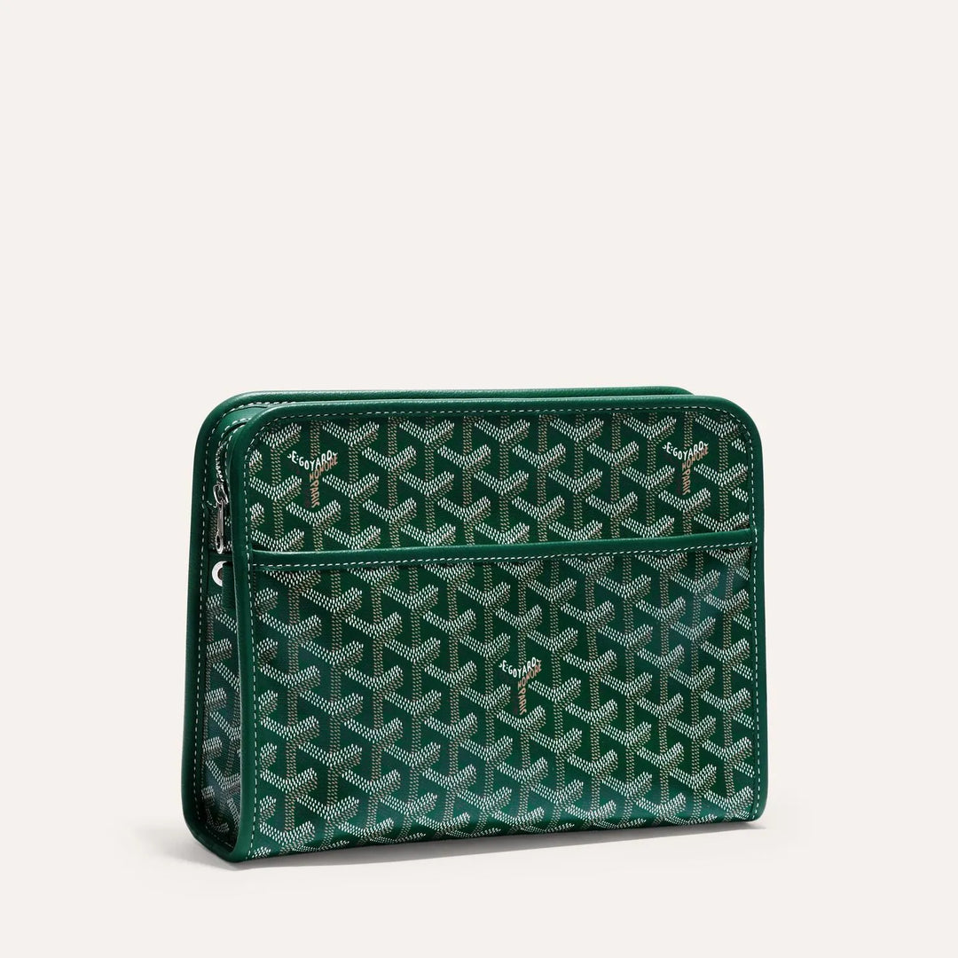 Goyard Jouvence MM Toiletry Bag in Green Goyardine Canvas & Chevroches Calfskin Leather
