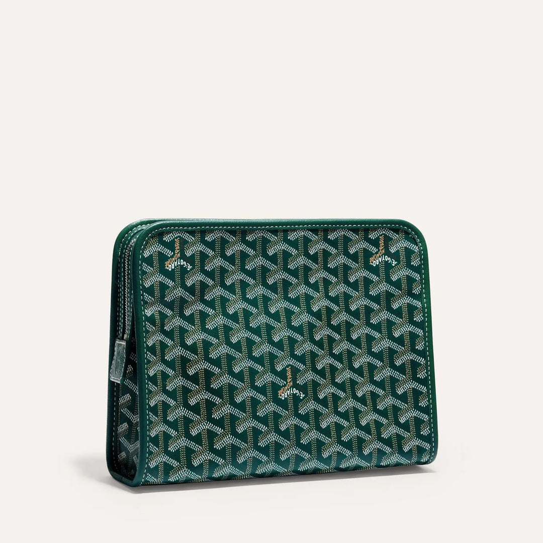 Goyard Jouvence MM Toiletry Bag in Green Goyardine Canvas & Chevroches Calfskin Leather