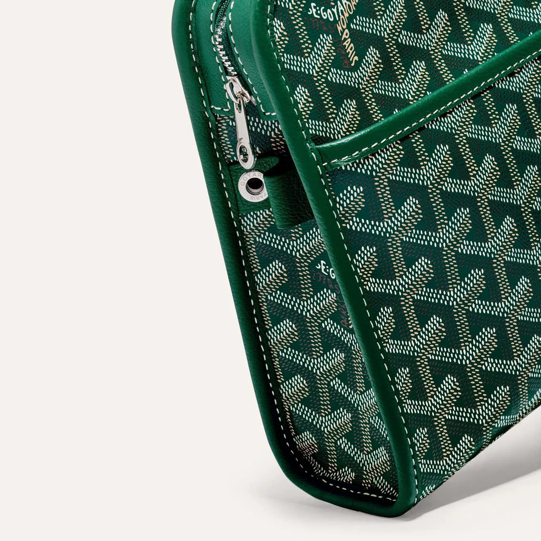 Goyard Jouvence MM Toiletry Bag in Green Goyardine Canvas & Chevroches Calfskin Leather