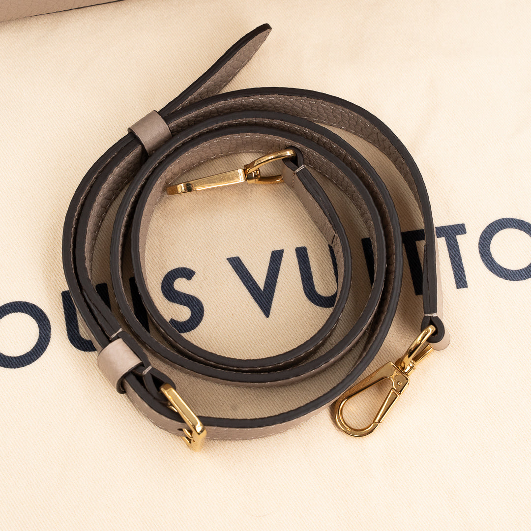 Louis Vuitton Capucines BB Galet Gray Taurillon Leather Handbag with Gold-Tone Hardware