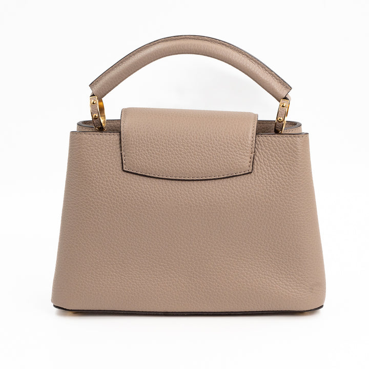 Louis Vuitton Capucines BB Galet Gray Taurillon Leather Handbag with Gold-Tone Hardware