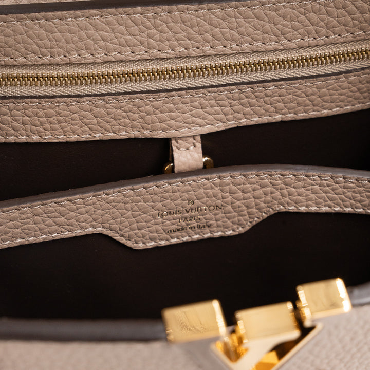Louis Vuitton Capucines BB Galet Gray Taurillon Leather Handbag with Gold-Tone Hardware