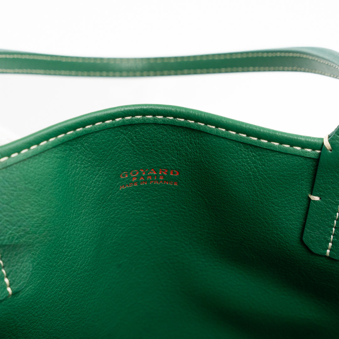 Goyard Mini Anjou Tote Bag in Green Goyardine Canvas with Hand-Painted Teddy Bear Motif
