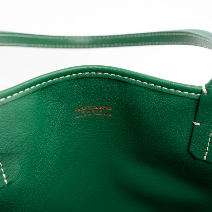 Goyard Mini Anjou Tote Bag in Green Goyardine Canvas with Hand-Painted Teddy Bear Motif
