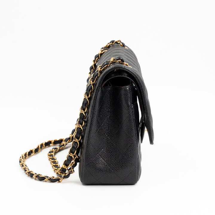 Chanel Large Classic Double Flap Bag in Black Caviar Leather with Gold Hardware
