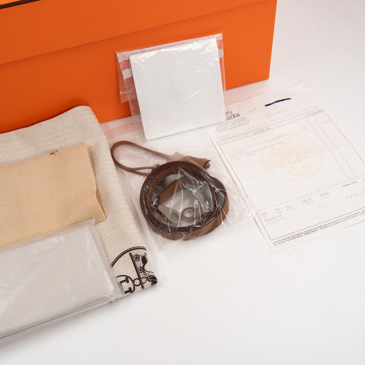 Hermès Kelly Sellier 28 Toile Quadrille & Sesame Swift Leather Bag in Noir/Blanc with Palladium Hardware