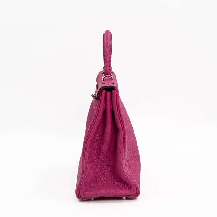 Hermès Kelly 32 Togo Leather Bag in Rose Pourpre with Palladium Hardware
