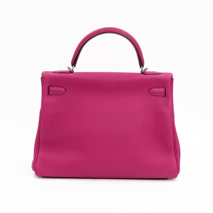 Hermès Kelly 32 Togo Leather Bag in Rose Pourpre with Palladium Hardware