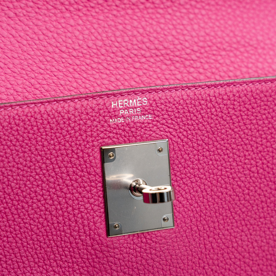 Hermès Kelly 32 Togo Leather Bag in Rose Pourpre with Palladium Hardware