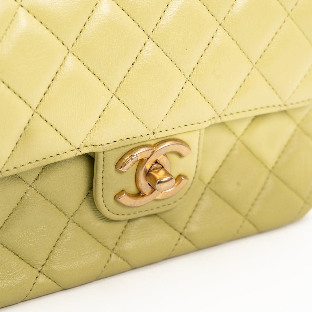 Chanel Small Flap Bag in Green Quilted Lambskin with Casino Collection Charms & Gold Hardware